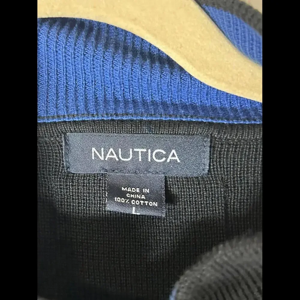 Nautica full zip 100% Cotton cardigan in Navy Blue Men's size‎ L